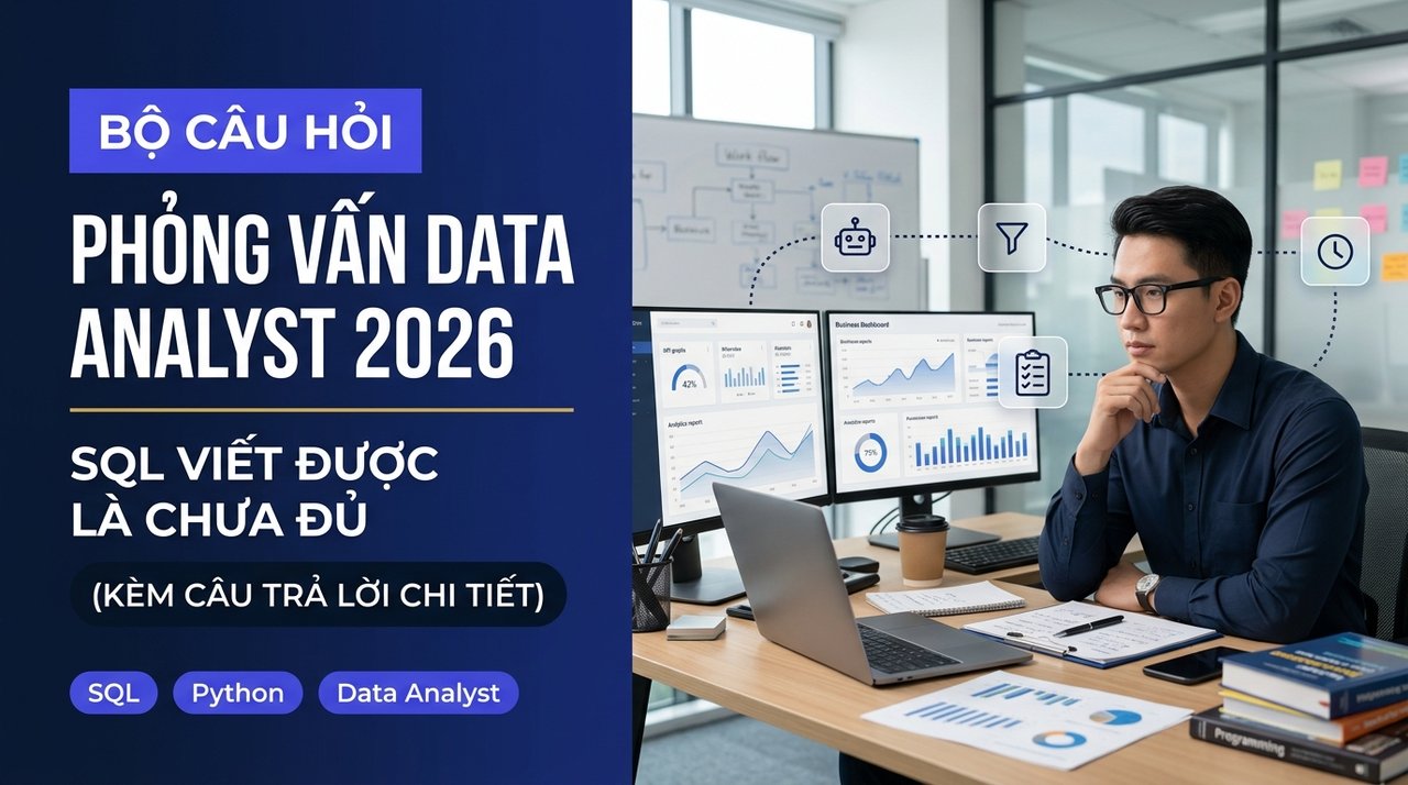 Bộ Câu Hỏi Phỏng Vấn Data Analyst 2026 Kèm Câu Trả Lời Chi Tiết - SQL Viết Được Là Chưa Đủ