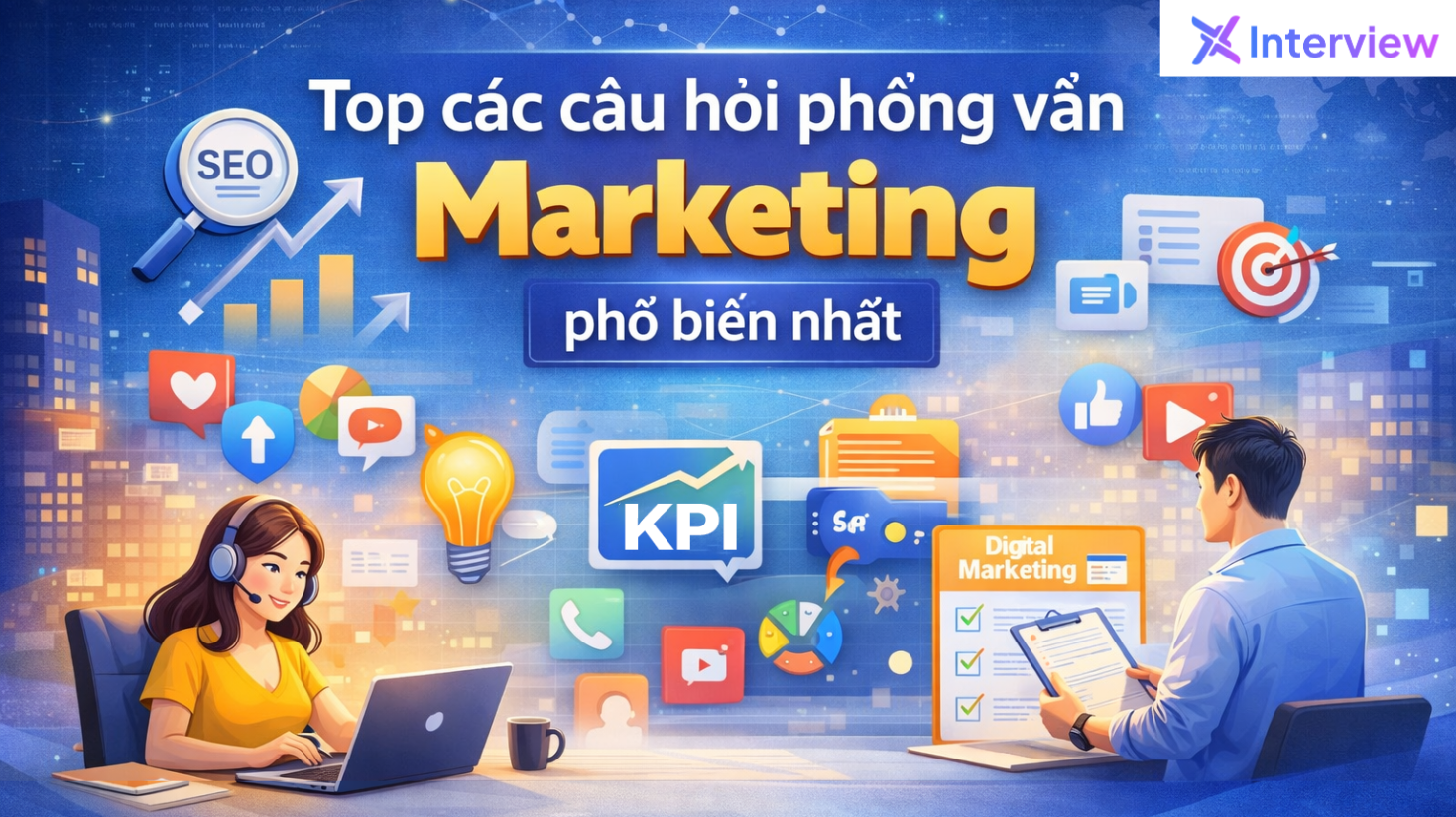 Bộ câu hỏi phỏng vấn các vị trí ngành Marketing kèm gợi ý trả lời chi tiết 2026