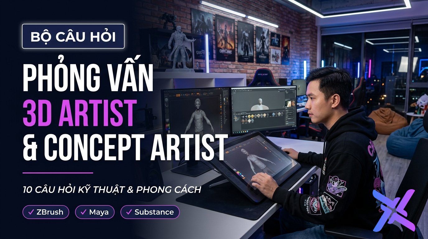 Phỏng Vấn 3D Artist & Concept Artist: 10 Câu Hỏi Về Kỹ Thuật, Phong Cách & Làm Việc Trong Pipeline Game/Film